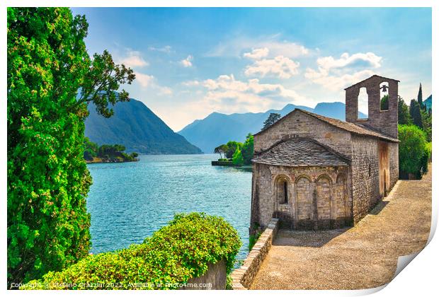 San Giacomo church Ossuccio Tremezzina, Lake Como. Italy Print by Stefano Orazzini
