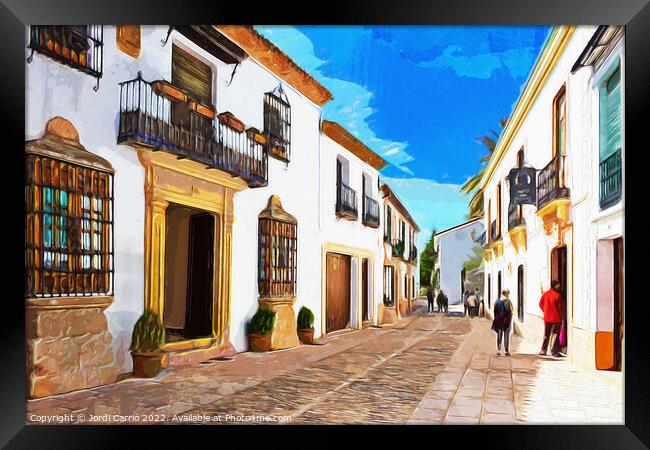 The Enchanting Streets of Ronda - C1804-2899-WAT Framed Print by Jordi Carrio