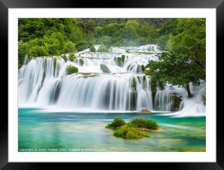 Waterfalls, Krka National Park, Croatia Framed Mounted Print by Justin Foulkes