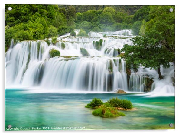 Waterfalls, Krka National Park, Croatia Acrylic by Justin Foulkes