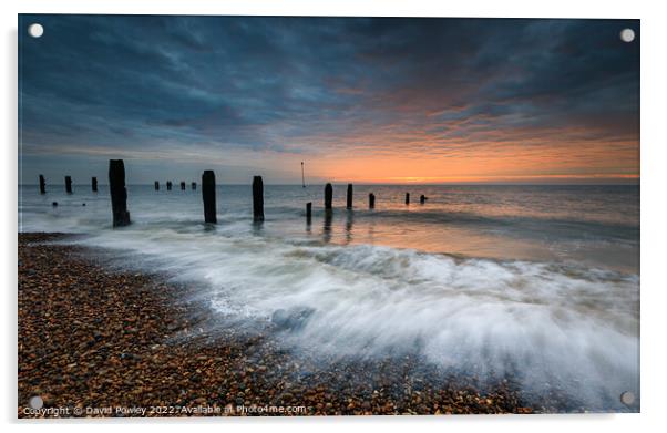 Sunrise on Bawdsey Beach Acrylic by David Powley