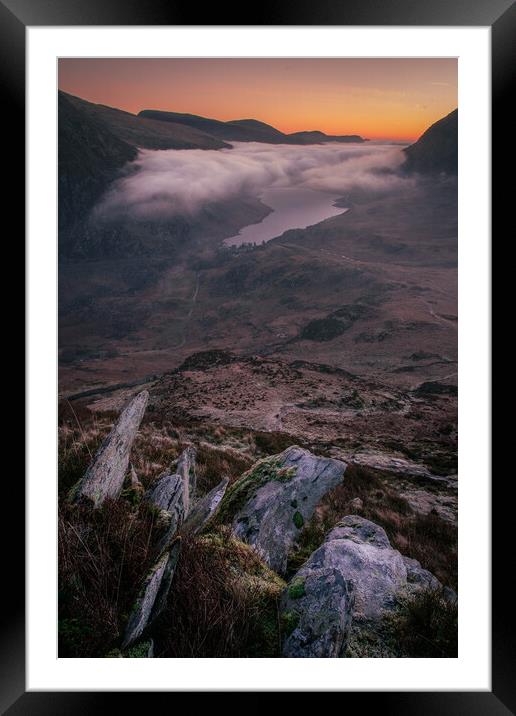Sunrise over Llyn Ogwen Framed Mounted Print by Liam Neon