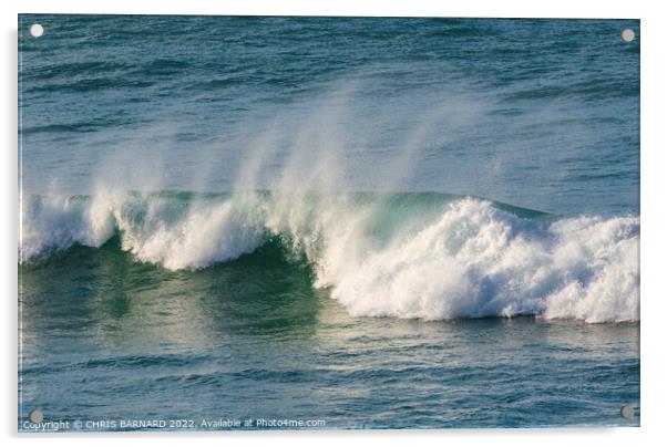 Holywell Bay Waves Acrylic by CHRIS BARNARD