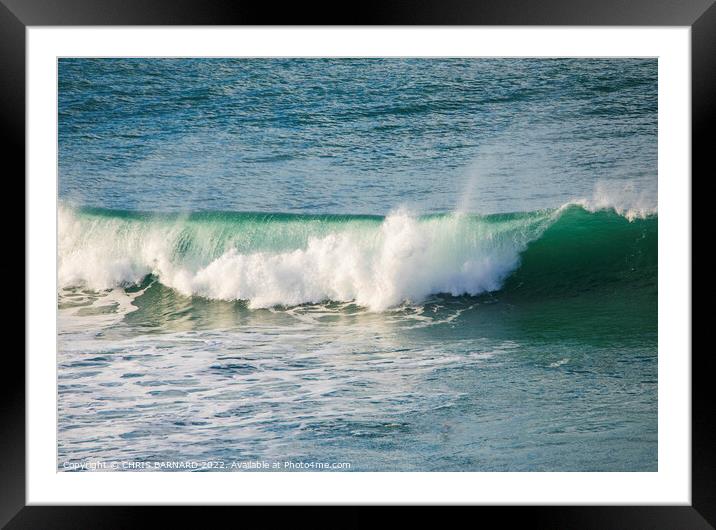Waves at Holywell Bay Framed Mounted Print by CHRIS BARNARD