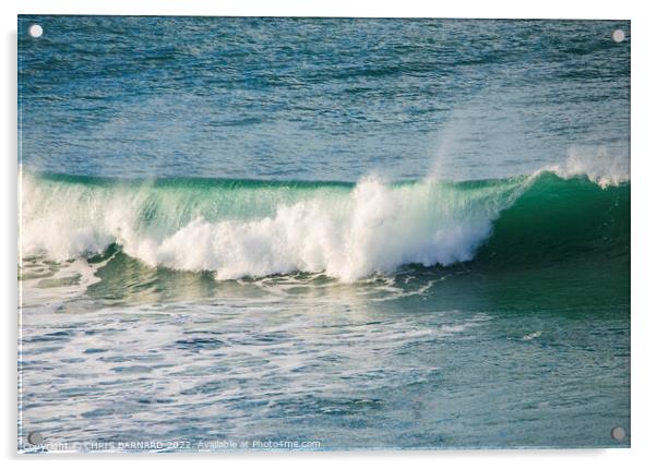 Waves at Holywell Bay Acrylic by CHRIS BARNARD