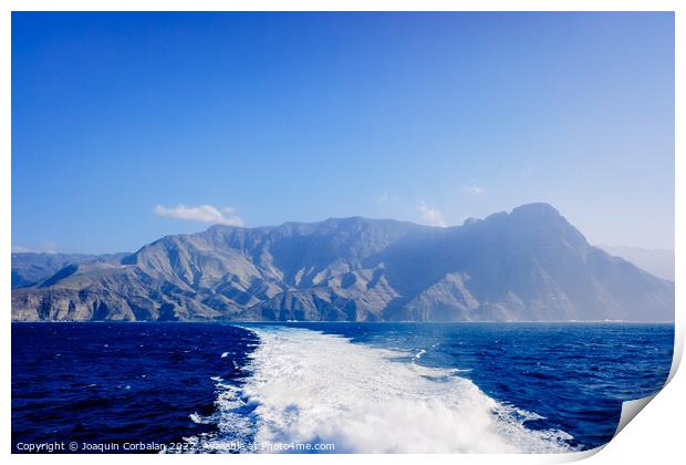 Coast of Gran Canaria and port of Agaete seen from the sea. Print by Joaquin Corbalan