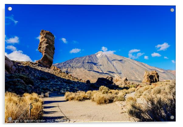 Los Roques are volcanic rock formations in Tenerife, some near t Acrylic by Joaquin Corbalan