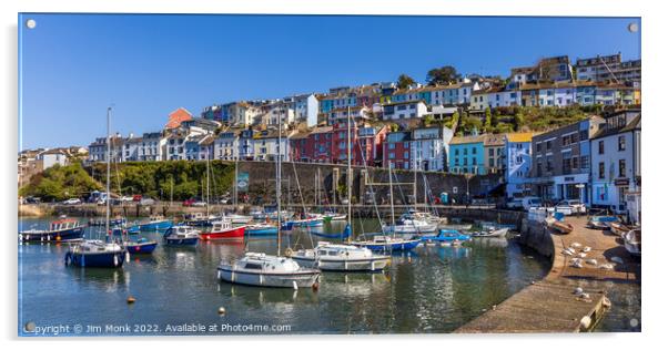 Brixham Harbour in Devon Acrylic by Jim Monk