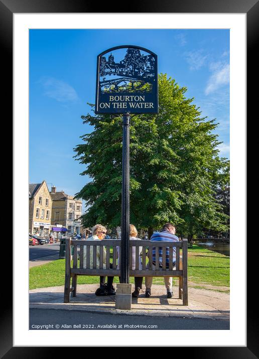 Bourton-on-the-Water sign. Framed Mounted Print by Allan Bell