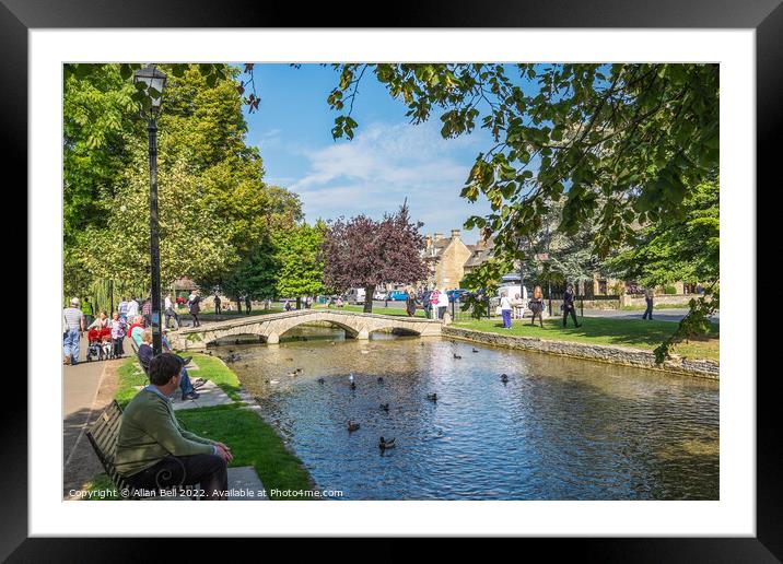 Footbridge on River Windrush Bourton-on-the-Water Framed Mounted Print by Allan Bell