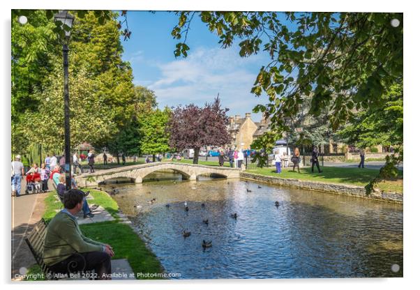 Footbridge on River Windrush Bourton-on-the-Water Acrylic by Allan Bell