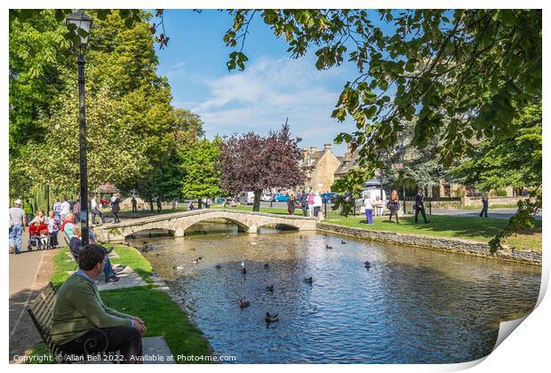 Footbridge on River Windrush Bourton-on-the-Water Print by Allan Bell