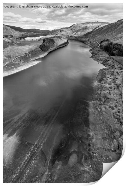 Haweswater and The Rigg monochrome Print by Graham Moore