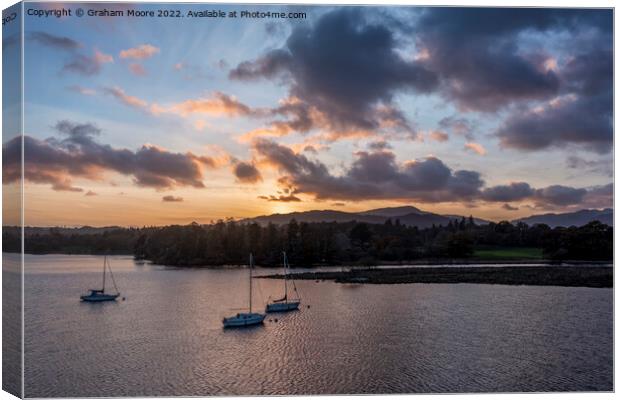 Windermere sunset and boats Canvas Print by Graham Moore