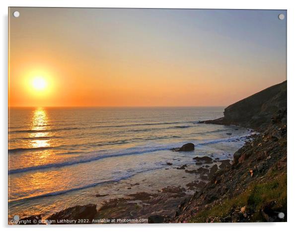 Cornish Sunset Acrylic by Graham Lathbury