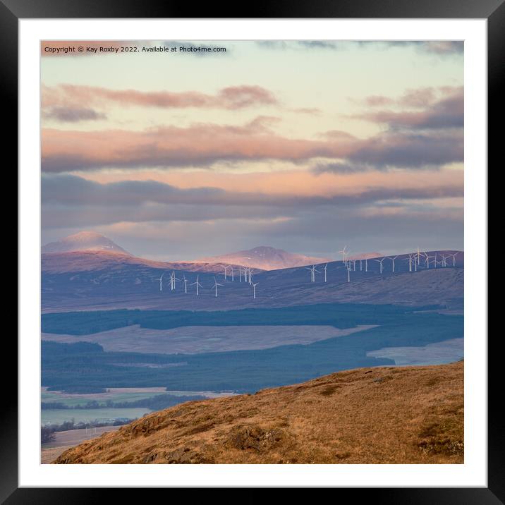 Braes of Doune Wind Farm Framed Mounted Print by Kay Roxby
