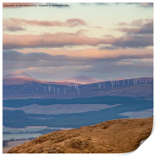 Braes of Doune Wind Farm Print by Kay Roxby