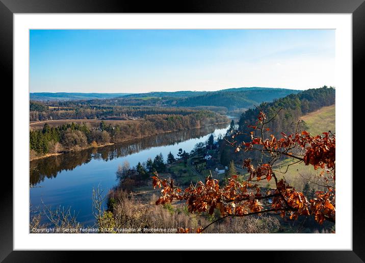 Vltava river near Tyn nad Vltavou town. Czechia. Romantic natural scenery. Framed Mounted Print by Sergey Fedoskin