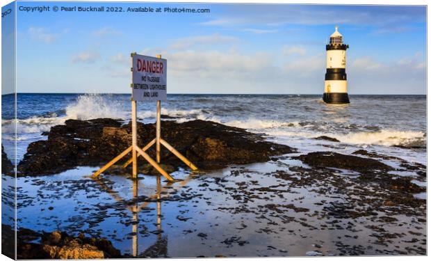 Penmon point Lighthouse Anglesey Wales Canvas Print by Pearl Bucknall