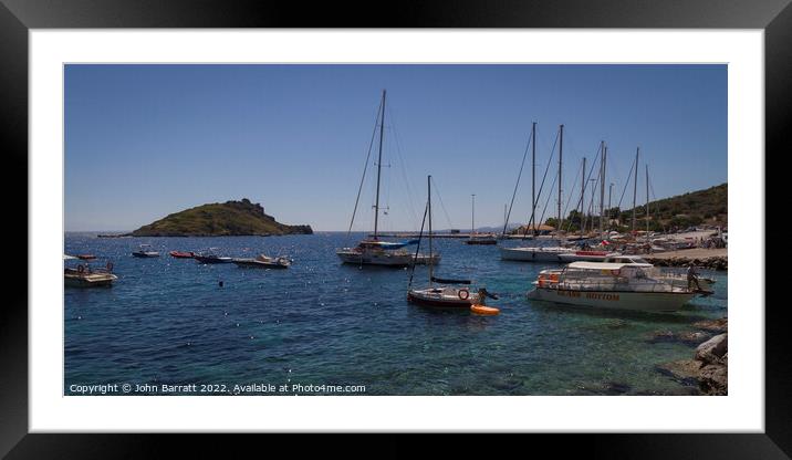 Agios Nikolaos Harbour, Zakinthos Framed Mounted Print by John Barratt