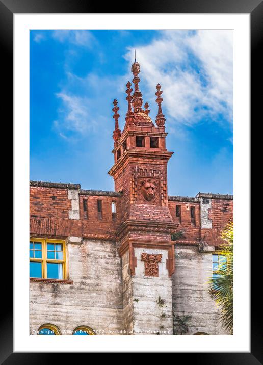 Red WhiteSmall Tower Town Hall St Augustine Florida  Framed Mounted Print by William Perry