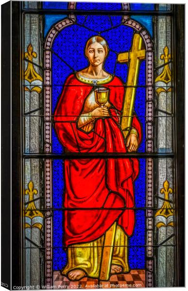 Saint Lucy Stained Glass Trinity Church Saint Augustine Florida Canvas Print by William Perry