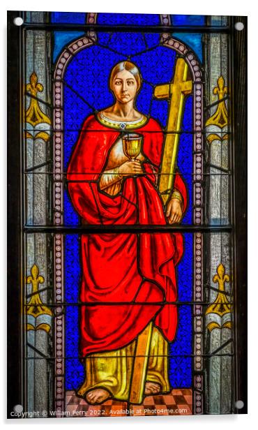 Saint Lucy Stained Glass Trinity Church Saint Augustine Florida Acrylic by William Perry