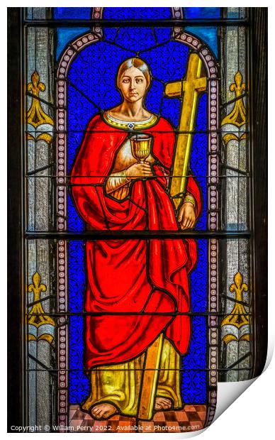 Saint Lucy Stained Glass Trinity Church Saint Augustine Florida Print by William Perry