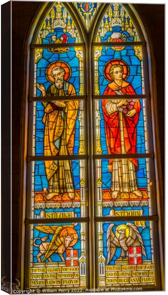 Saints Luke John Stained Glass Church Saint Augustine Florida Canvas Print by William Perry