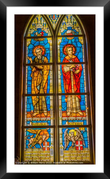 Saints Luke John Stained Glass Church Saint Augustine Florida Framed Mounted Print by William Perry