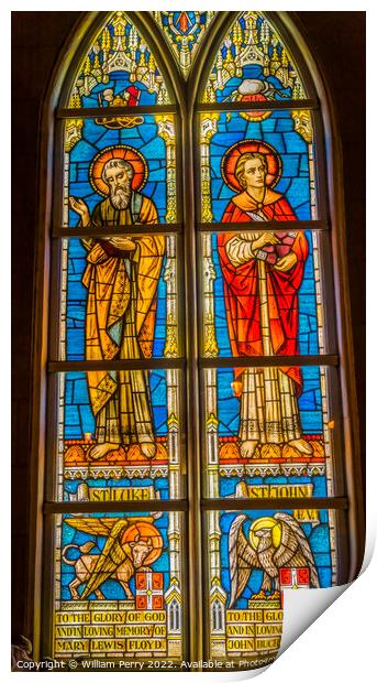 Saints Luke John Stained Glass Church Saint Augustine Florida Print by William Perry