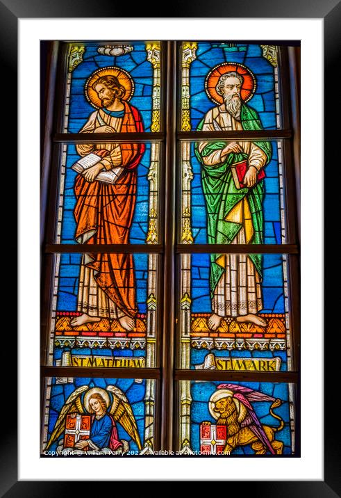 Saints Mark Matthew Stained Glass Trinity Parish Church Saint Au Framed Mounted Print by William Perry