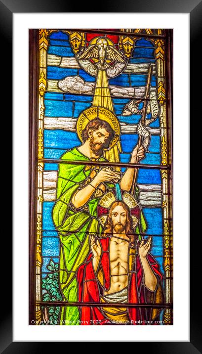 Jesus Baptism Stained Glass Trinity Church Saint Augustine Framed Mounted Print by William Perry