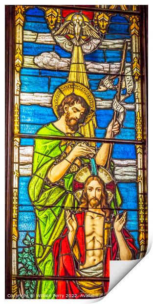 Jesus Baptism Stained Glass Trinity Church Saint Augustine Print by William Perry