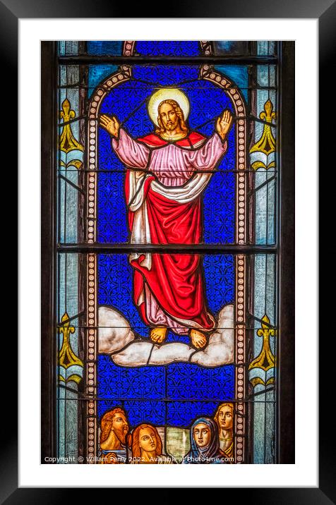 Jesus Ascension Stained Glass Trinity Parish Church Saint August Framed Mounted Print by William Perry