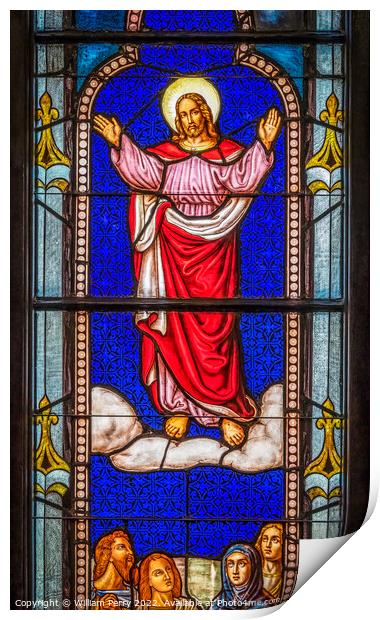 Jesus Ascension Stained Glass Trinity Parish Church Saint August Print by William Perry