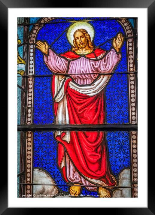 Jesus Ascension Stained Glass Trinity Church Saint Augustine Framed Mounted Print by William Perry