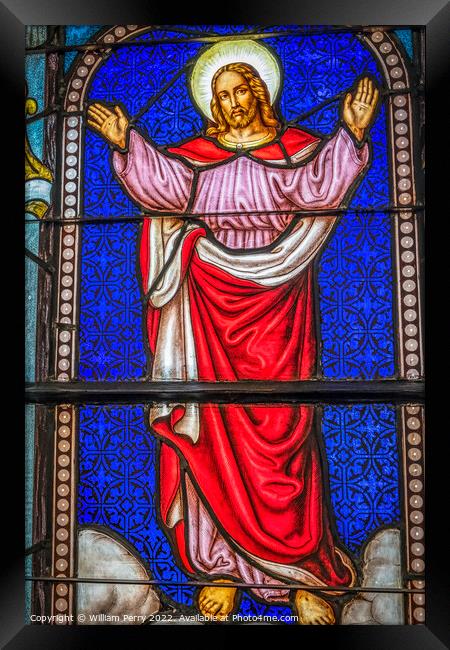 Jesus Ascension Stained Glass Trinity Church Saint Augustine Framed Print by William Perry