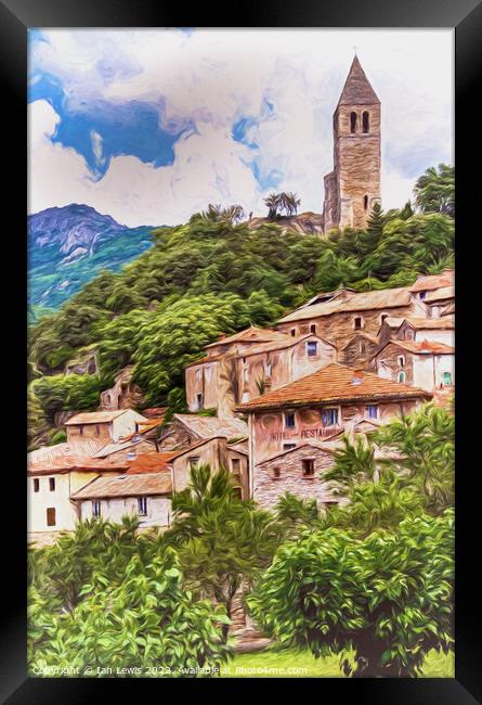 Olargues Village in Southern France Framed Print by Ian Lewis