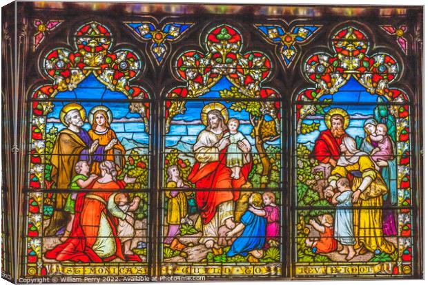 Jesus Children Stained Glass Trinity Church Saint Augustine Canvas Print by William Perry
