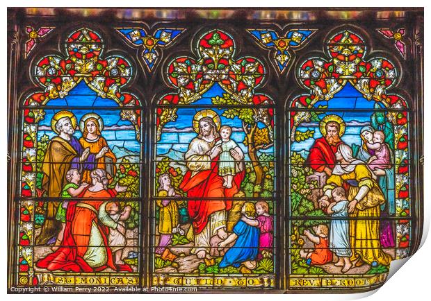 Jesus Children Stained Glass Trinity Church Saint Augustine Print by William Perry