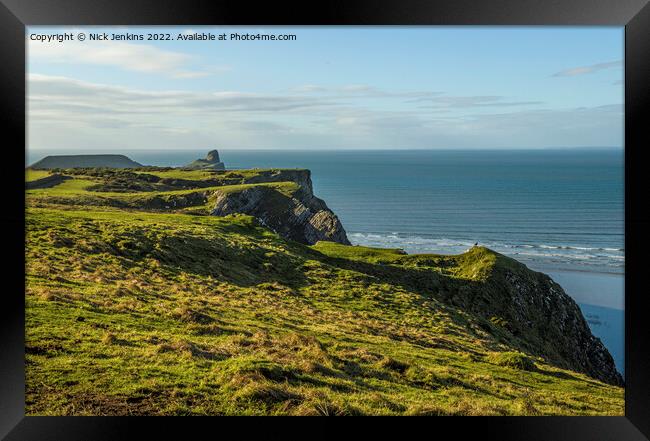 Looking Out to the Worms Head  Framed Print by Nick Jenkins
