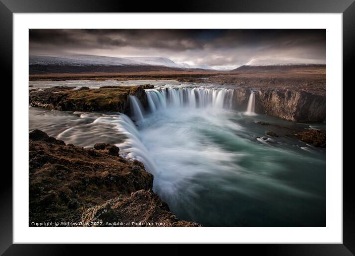 Godafoss Waterfall Iceland Framed Mounted Print by Andy Gray