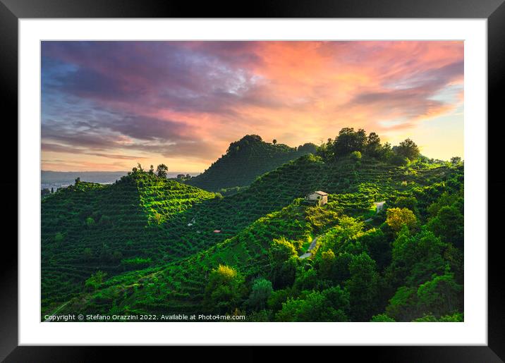 Prosecco Hills, vineyards and steep hills. Unesco Site. Framed Mounted Print by Stefano Orazzini