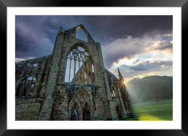 Tintern Abbey at sunset Framed Mounted Print by Leighton Collins