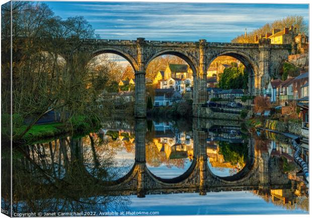 Stunning Reflections of Knaresborough Viaduct Canvas Print by Janet Carmichael