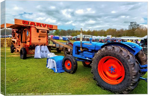 Fordson Major tractor and Threshing machine Canvas Print by jim Hamilton