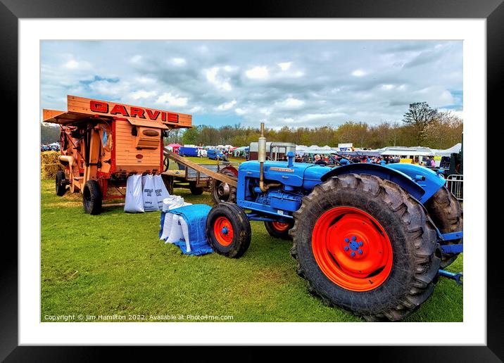 Fordson Major tractor and Threshing machine Framed Mounted Print by jim Hamilton