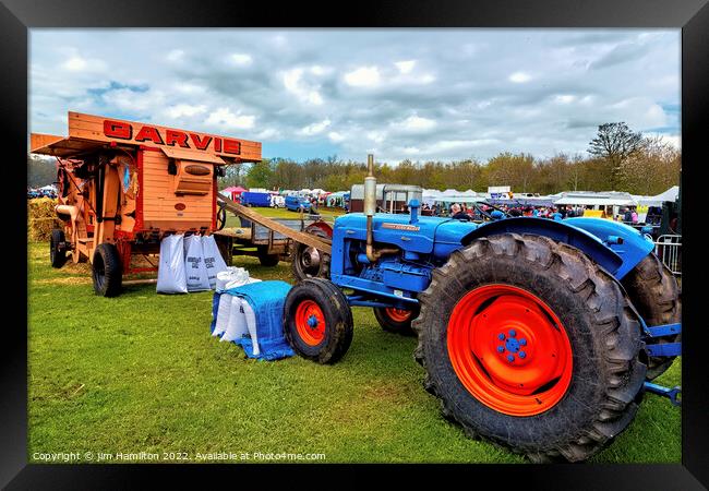 Fordson Major tractor and Threshing machine Framed Print by jim Hamilton