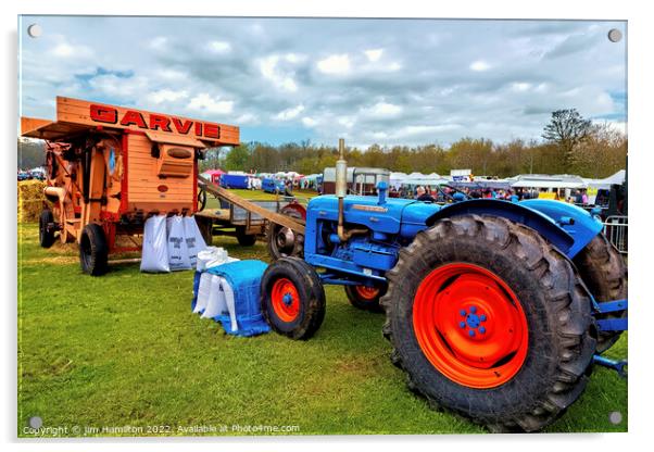 Fordson Major tractor and Threshing machine Acrylic by jim Hamilton